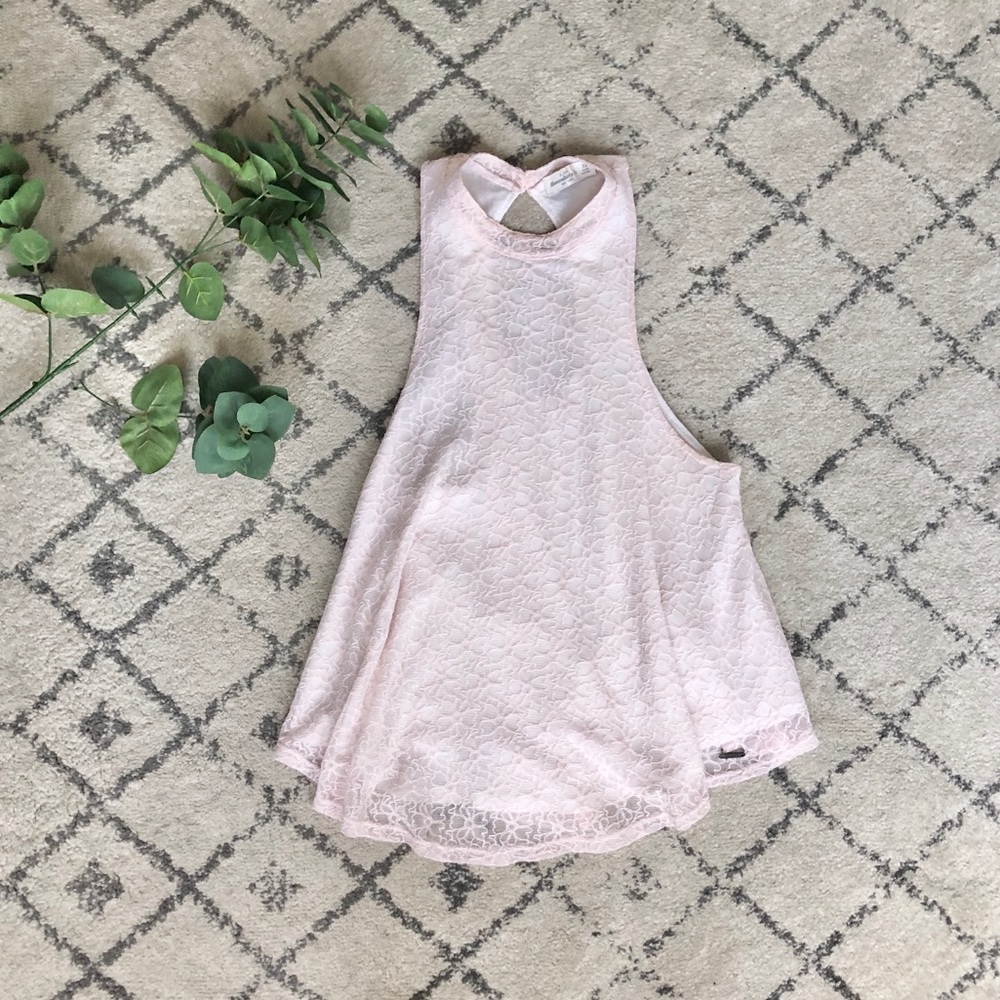 Pink lace high neck top